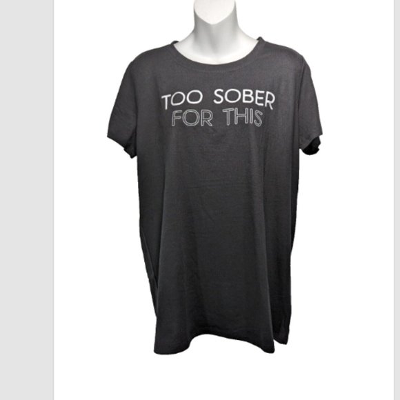 torrid Tops - NWOT Torrid Too Sober For This Slim Fit Crew Tee Black Size 00 (Medium)